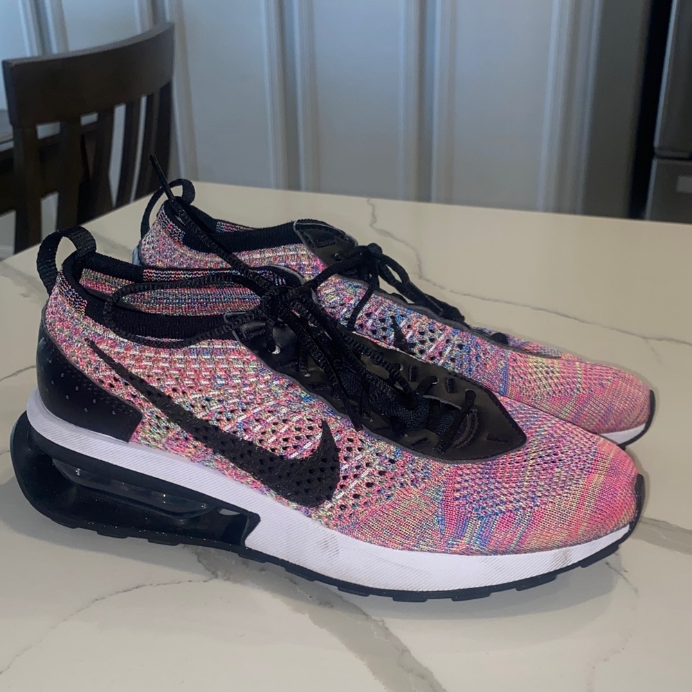 Nike Women's Pink and Blue Flyknit Athletic Shoes